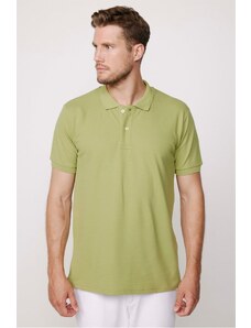Tudors Pánske tričko Slim Fit Slim Fit zo 100 % bavlny obyčajná Pique khaki Polo s golierom