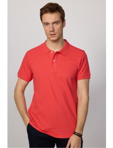 Tudors Pánske tričko Slim Fit Slim Fit, 100 % bavlna, obyčajná Pique s pologolierom granátovej farby