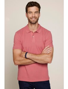 Tudors Pánske tričko Slim Fit Slim Fit zo 100 % bavlny obyčajná Pique Pink Polo s golierom