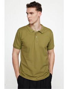 Tudors Pánske tričko Slim Fit Slim Fit, 100 % bavlna obyčajná Pique, zelené polo golier