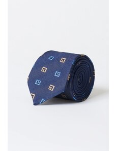 ALTINYILDIZ CLASSICS Pánska klasická kravata námornícka modrá béžová so vzorom