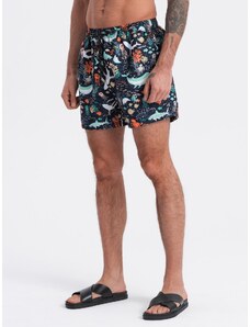 Ombre Clothing Pánske plavecké šortky v rybej farbe - tmavomodré V10 OM-SRBS-0125