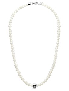 Manoki Pánský perlový náhrdelník Aronne - lebka, chirurgická ocel
