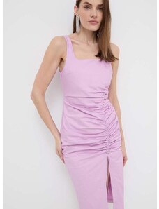 Rifľové šaty Karl Lagerfeld ružová farba, mini, priliehavá