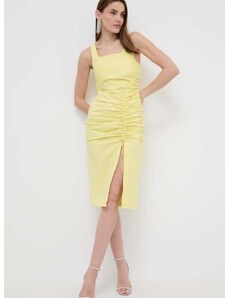 Rifľové šaty Karl Lagerfeld žltá farba, mini, priliehavá
