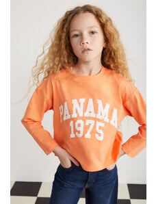 GRIMELANGE Cherly-grm24020-100% bavlna s potlačou dievčenské tričko s dlhým rukávom oranžové tričko