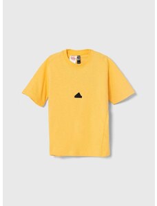 Detské tričko adidas žltá farba, jednofarebný