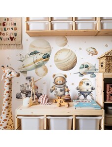 Gario Detská nálepka na stenu Space adventure - medvedík vo vesmíre