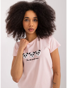 Basic Dámske ružové bavlnené tričko s pandami