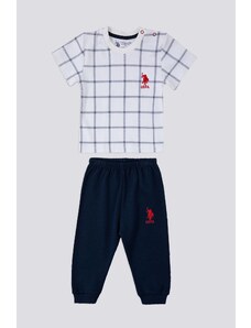 U.S. Polo Assn. Základňa. Set krémových detských tričiek Polo Assn Square Line Pattern