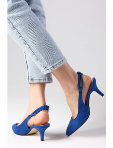 Mio Gusto Modrá Evelyn Saks Krátke topánky na podpätku s otvoreným chrbtom