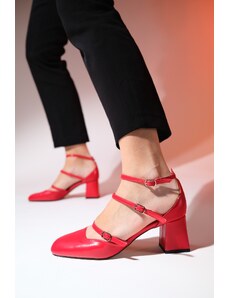 LuviShoes Dámske topánky na hrubom podpätku BEIN Red Skin