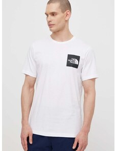 Bavlnené tričko The North Face M S/S Fine Tee pánske, biela farba, s potlačou, NF0A87NDFN41