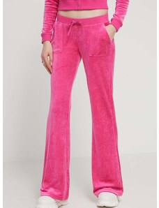Velúrové tepláky Juicy Couture ružová farba, s nášivkou