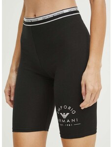 Šortky Emporio Armani Underwear dámske, čierna farba, jednofarebné, vysoký pás, 164432 4R227