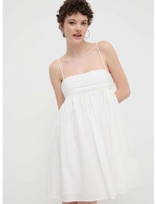 Bavlnené šaty HUGO béžová farba, mini, áčkový strih, 50510433