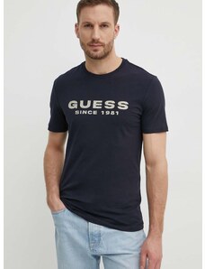 Tričko Guess pánske, tmavomodrá farba, s potlačou, M4GI61 J1314