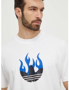Bavlnené tričko adidas Originals pánske, biela farba, s potlačou, IS2944