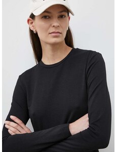 Tričko s dlhým rukávom Samsoe Samsoe ESTER dámske, čierna farba, F00013211