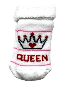 minidamla Novorodenecké ponožky- Queen, biele