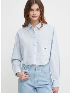 Bavlnená košeľa Calvin Klein Jeans dámska, voľný strih, s klasickým golierom, J20J222614