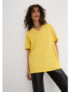 bonprix Široké dlhé tričko, V-výstrih (5 ks), krátky rukáv, farba žltá
