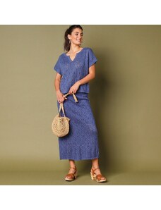 Blancheporte Rovná pletená sukňa modrosivá 036