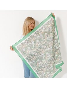 Blancheporte Šatka s kašmírovým vzorom, 100 x 100 cm zelená 000