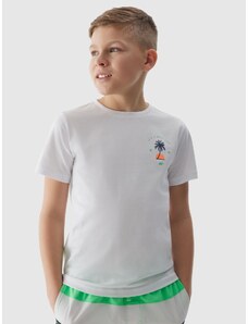 4F Chlapčenské tričko s potlačou - biele