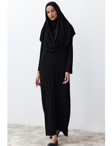 Trendyol Modest Čierna jednoduchá šatka s podrobnými pletenými modlitebnými šatami
