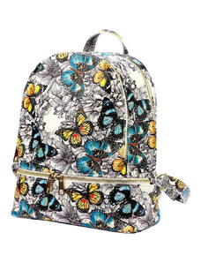Florence 31123-2 farebný dámsky kožený ruksak s motýlikmi 10l