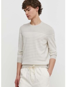 Vlnený sveter Theory pánsky, béžová farba, tenký