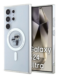 Samsung Galaxy S24 Ultra Karl Lagerfeld IML Glitter Karl and Choupette MagSafe Case transparentná KLHMS24LHGKCNOT