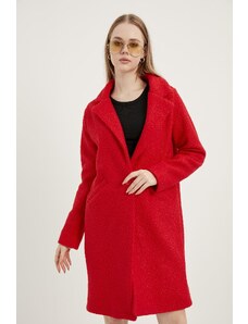MEECY Dámsky červený kabát Boucle