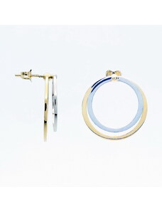 Šperk Holíč Kruhové dvojfarebné zlaté napichovacie náušnice, 2,55 g, 14k