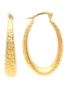 Šperk Holíč Oválne zlaté gravírované náušnice, 3,00 g, 14k