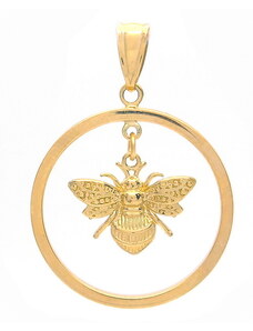 Šperk Holíč Kruhový zlatý prívesok s ozdobou včely, 1,75 g, 14k