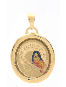 Šperk Holíč Zlatý prívesok medailón Panna Mária s Ježišom, 1,60 g, 14k