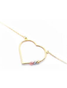 Šperk Holíč Kombinovaný zlatý náhrdelník so srdcom, 1,85 g, 14k