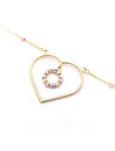 Šperk Holíč Kombinovaný zlatý náhrdelník so srdcom, 2,30 g, 14k