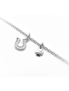 Šperk Holíč Strieborný náhrdelník s podkovou a štvorlístkom