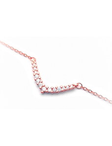 Šperk Holíč Strieborný ružový náhrdelník s kamienkovou ozdobou