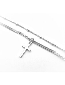 Šperk Holíč Strieborný dvojitý náhrdelník s krížikom