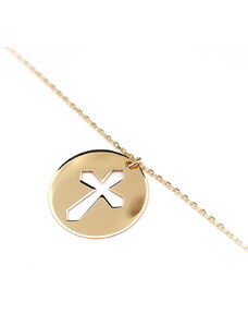 Šperk Holíč Zlatý náhrdelník medailónom s krížom, 1,75 g, 14k