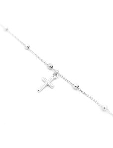 Šperk Holíč Guľôčkový biely náhrdelník s krížikom, 1,90 g, 14k