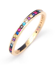 Šperk Holíč Zlatý prsteň s farebnými zirkónmi, 1,40g, 14k