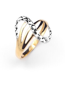 Šperk Holíč Dvojfarebný zlatý prsteň, gravírovaný vzor od 1,90g, 14k