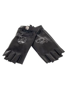 Karl Lagerfeld dámské kožené rukavice Kocktail bez prstů černé