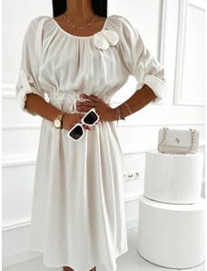 Jednofarebné midi šaty Alexandra - biele