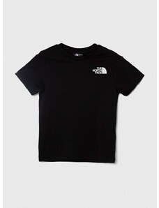 Detské bavlnené tričko The North Face REDBOX TEE (BACK BOX GRAPHIC) čierna farba, s potlačou